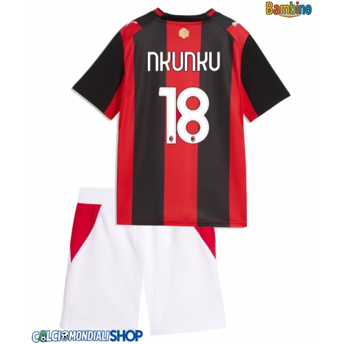 Maglie da calcio AC Milan Christopher Nkunku #18 Prima Maglia Bambino 2026-27 Manica Corta + Pantaloni corti)